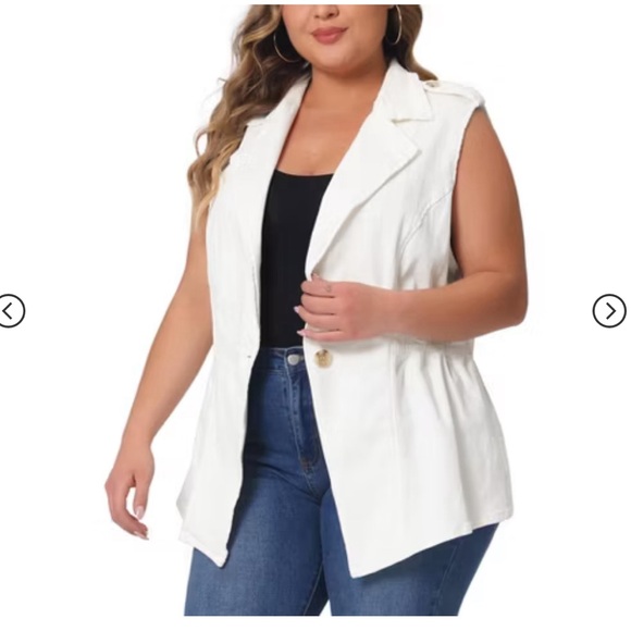 NWT Agnes Orinda Women's Plus Size Elastic Waist Button Denim Vest Size 1x - Picture 3 of 5